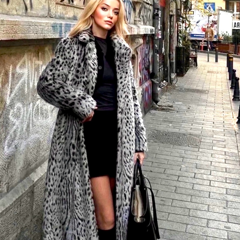 ZARA Faux Fur Animal Lined Maxi Coat - NEW - XS